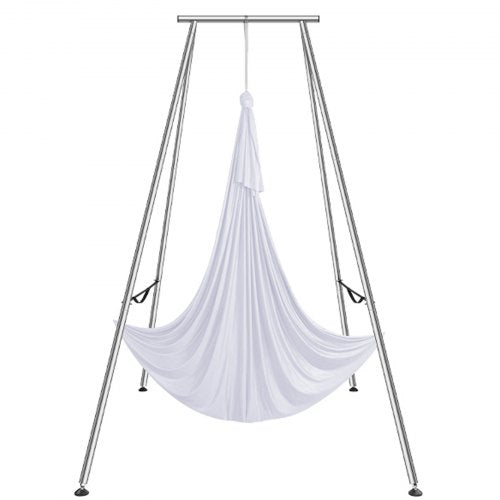 Aerial Yoga Frame & Yoga Hammock, 9.67 ft Height Professional Yoga Swing Stand Comes with 6.6 Yards Aerial Hammock, Max 551.15 lbs Load Capacity Yoga Rig for Indoor Outdoor Aerial Yoga, White
