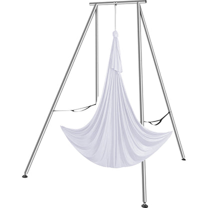 Aerial Yoga Ram & Yoga Hängmatta, 9,67 ft Höjd Professionell Yoga Swing Stand Levereras med 6,6 Yard Aerial Hammock, Max 551,15 lbs Lastkapacitet Yoga Rigg för inomhus utomhus Aerial Yoga, vit