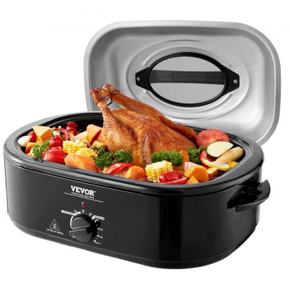 Electric Roaster Oven, 24 QT Turkey Roaster Oven with Self-Basting Lid, 1450W Roaster Oven with Defrost & Warm Function, Adjustable Temp, Removable Pan & Rack, Fits Turkeys Up to 28LBS, Black