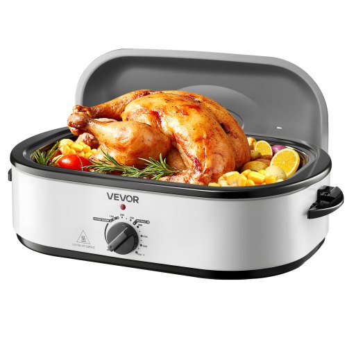 Roaster Oven, 18QT Electric Roaster Oven, 150-450℉ Adjustable Temperature Electric Roasting Pan, Multifunctional Electric Roasters Oven with Self-Basting Lid, Removable Pan and Rack for Holiday