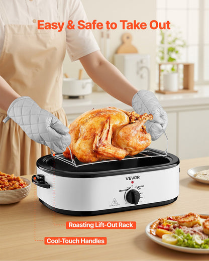 Roaster Oven, 18QT Electric Roaster Oven, 150-450℉ Adjustable Temperature Electric Roasting Pan, Multifunctional Electric Roasters Oven with Self-Basting Lid, Removable Pan and Rack for Holiday