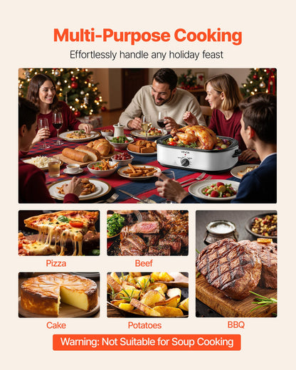 Roaster Oven, 18QT Electric Roaster Oven, 150-450℉ Adjustable Temperature Electric Roasting Pan, Multifunctional Electric Roasters Oven with Self-Basting Lid, Removable Pan and Rack for Holiday