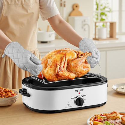 Roaster Oven, 18QT Electric Roaster Oven, 150-450℉ Adjustable Temperature Electric Roasting Pan, Multifunctional Electric Roasters Oven with Self-Basting Lid, Removable Pan and Rack for Holiday