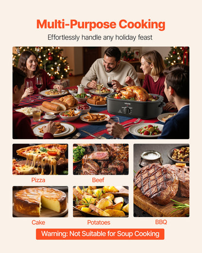 Roaster Oven, 18QT Fast-Cooking Turkey Roaster, 150-450℉ Adjustable Temperature Turkey Oven with Self-Basting Lid, Removable Pan and Rack, Defrost & Warm Function, Electric Roasting Pan for Home