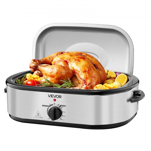 Roaster Oven, 14QT Fast-Cooking Turkey Roaster, 150-450℉ Adjustable Temperature Electric Roasting Pan with Self-Basting Lid, Roasting Lift-Out Rack, Defrost & Warm Function, Fits 18lb Turkey