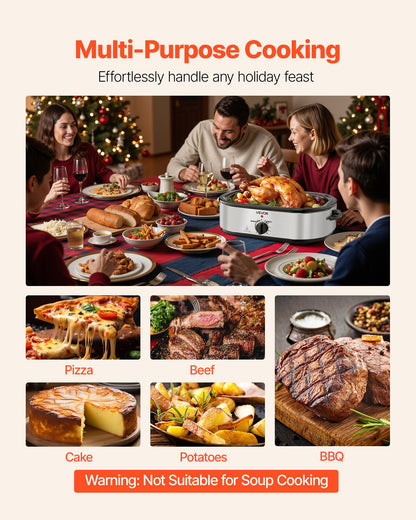 Roaster Oven, 14QT Fast-Cooking Turkey Roaster, 150-450℉ Adjustable Temperature Electric Roasting Pan with Self-Basting Lid, Roasting Lift-Out Rack, Defrost & Warm Function, Fits 18lb Turkey