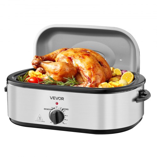Roaster Oven, 20QT Electric Roasting Pan, 150-450℉ Adjustable Temperature Fast-Cooking Turkey Roaster, Turkey Oven with Self-Basting Lid, Defrost & Warm Function for Home, Fits 24lb Turkey