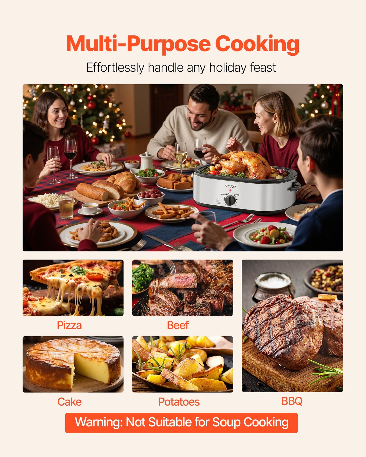 Roaster Oven, 20QT Electric Roasting Pan, 150-450℉ Adjustable Temperature Fast-Cooking Turkey Roaster, Turkey Oven with Self-Basting Lid, Defrost & Warm Function for Home, Fits 24lb Turkey