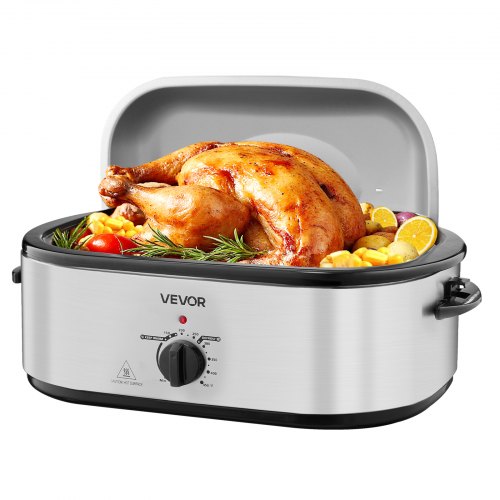 Roaster Oven, 22QT Electric Roasting Pan, 150-450℉ Adjustable Temperature Multifunctional Electric Roaster Oven with Self-Basting Lid, Defrost & Warm Function for Holiday Meal, Fits 26lb Turkey