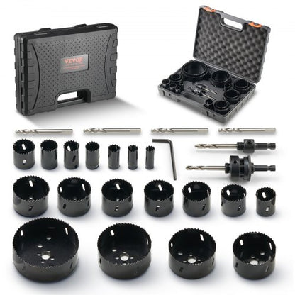 Hole Saw Kit, 18 PCS Saw Blades, 6 Drill Bits, 1 Hex Wrench, General Purpose Size from 3/4" to 4-1/2", Bi Metal M42 Hole Saw Set with Carrying Case, Ideal for Wood Board, Plastic and Iron Plate