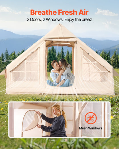 Aufblasbares Zelt für Camping 3-5 Personen Glampingzelt mit Pumpe Einfach aufzubauen