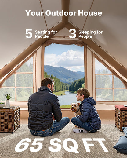 Inflatable tent for camping 3-5 person glamping tent with pump roof