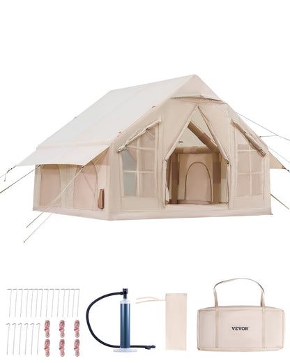 Uppblåsbart tält för camping 4-6 personers glampingtält med pump Enkelt att sätta upp