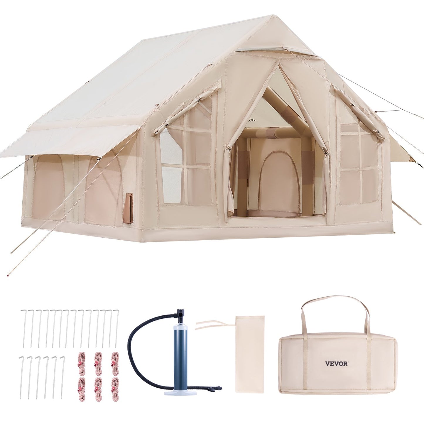 Uppblåsbart tält för camping 4-6 personers glampingtält med pump Enkelt att sätta upp