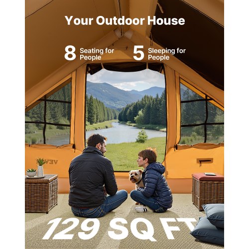 Aufblasbares Zelt für Camping 5-8 Personen Glampingzelt mit Pumpe Einfach aufzubauen | EU