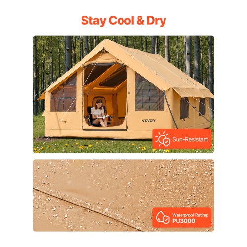 Aufblasbares Zelt für Camping 5-8 Personen Glampingzelt mit Pumpe Einfach aufzubauen | EU