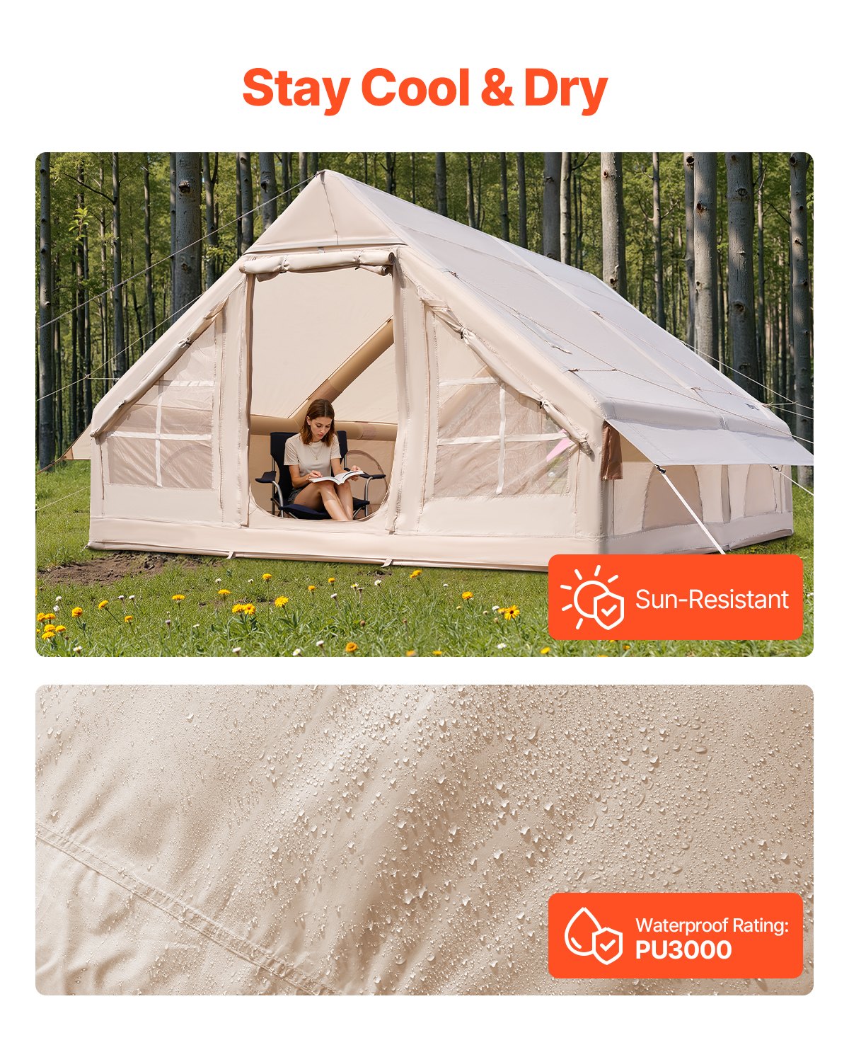 Aufblasbares Zelt für Camping 5-8 Personen Glampingzelt mit Pumpe Einfach aufzubauen