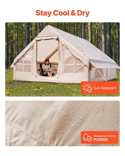 Aufblasbares Zelt für Camping 5-8 Personen Glampingzelt mit Pumpe Einfach aufzubauen