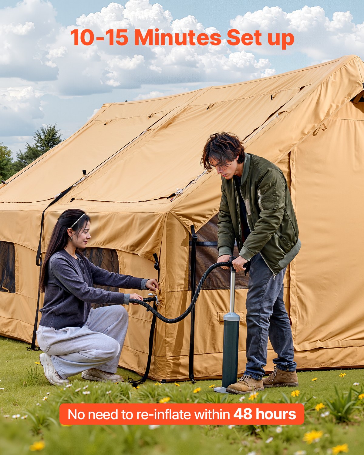Uppblåsbart tält för camping 8-12 personer glamping tält med pump Enkel montering