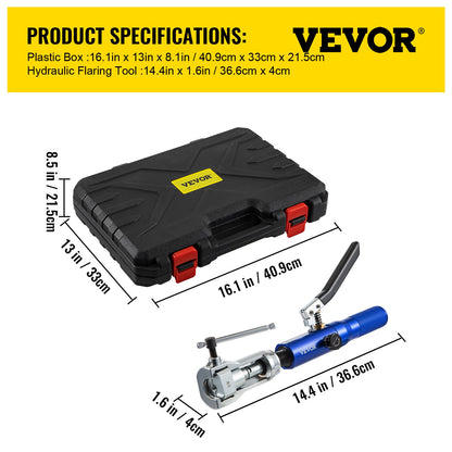Hydraulic Flaring Tool Kit, 45° Double Flaring Tool, Brake Repair Brake Flaring Tools for 3/16"-1/2", Brake Flare Tool with Tube Cutter and Deburrer, 32 PCS Tube Flaring Tools for Copper Lines
