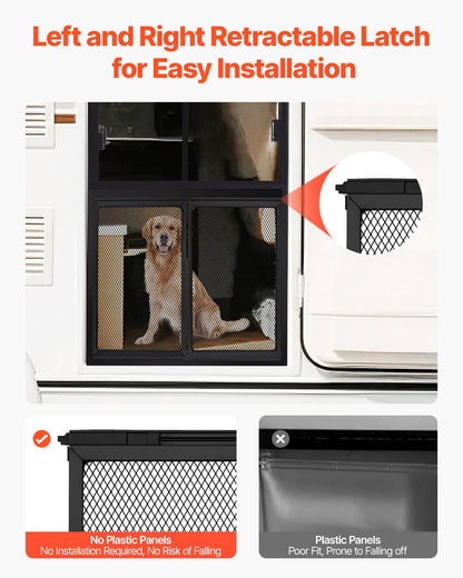 RV Screen Door Protector, 22.5 x 20 inch Door Grille, Easy to Install and Disassemble, Reinforced Breathable Protective Mesh, Aluminum Alloy Camper RV Entry Protector for Pet Protection, Black