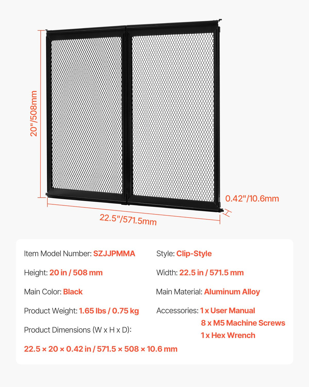 RV Screen Door Protector, 22.5 x 20 inch Door Grille, Easy to Install and Disassemble, Reinforced Breathable Protective Mesh, Aluminum Alloy Camper RV Entry Protector for Pet Protection, Black