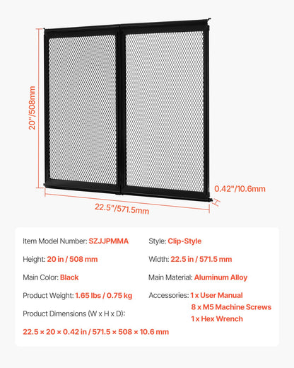 RV Screen Door Protector, 22.5 x 20 inch Door Grille, Easy to Install and Disassemble, Reinforced Breathable Protective Mesh, Aluminum Alloy Camper RV Entry Protector for Pet Protection, Black