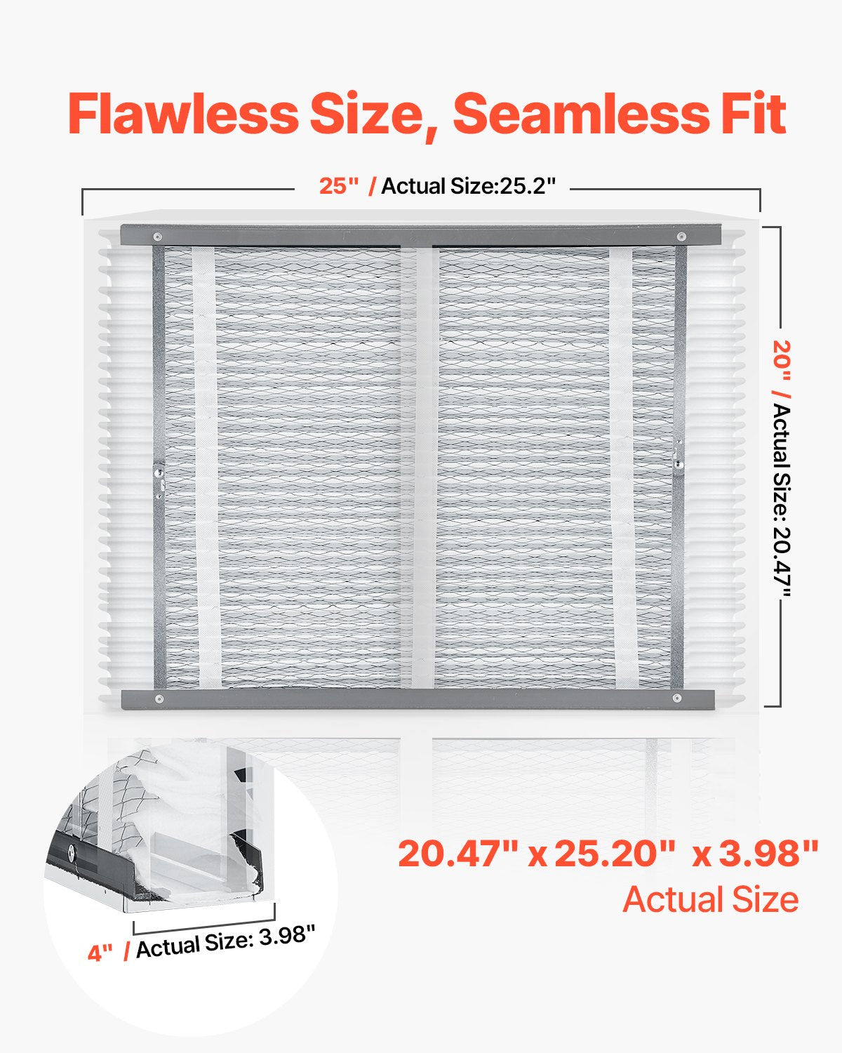 20 x 25 x 4 Furnace Filter, MERV 16 HVAC Ac Filters,12-Month Electrostatic Pleated Air Conditioner Filters, 2-Pack (Actual Size: 20.47 x 25.20 x 3.98 Inch) for Capturing Dust, Smog, Pet Dander