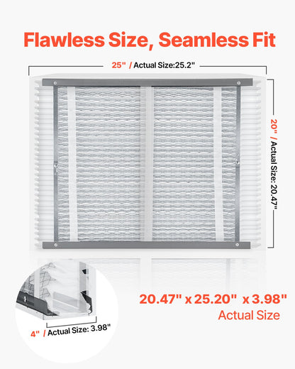 20 x 25 x 4 Furnace Filter, MERV 16 HVAC Ac Filters,12-Month Electrostatic Pleated Air Conditioner Filters, 2-Pack (Actual Size: 20.47 x 25.20 x 3.98 Inch) for Capturing Dust, Smog, Pet Dander