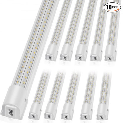 10 Pack LED Shop Light, 4 FT, 40W Linkable Shop Light Fixture, 6500 LM Ceiling Lights 59 in Power Cords with ON/OFF Switch 48 in Connector Cables, for Garage Warehouse Home Workkshop and Office