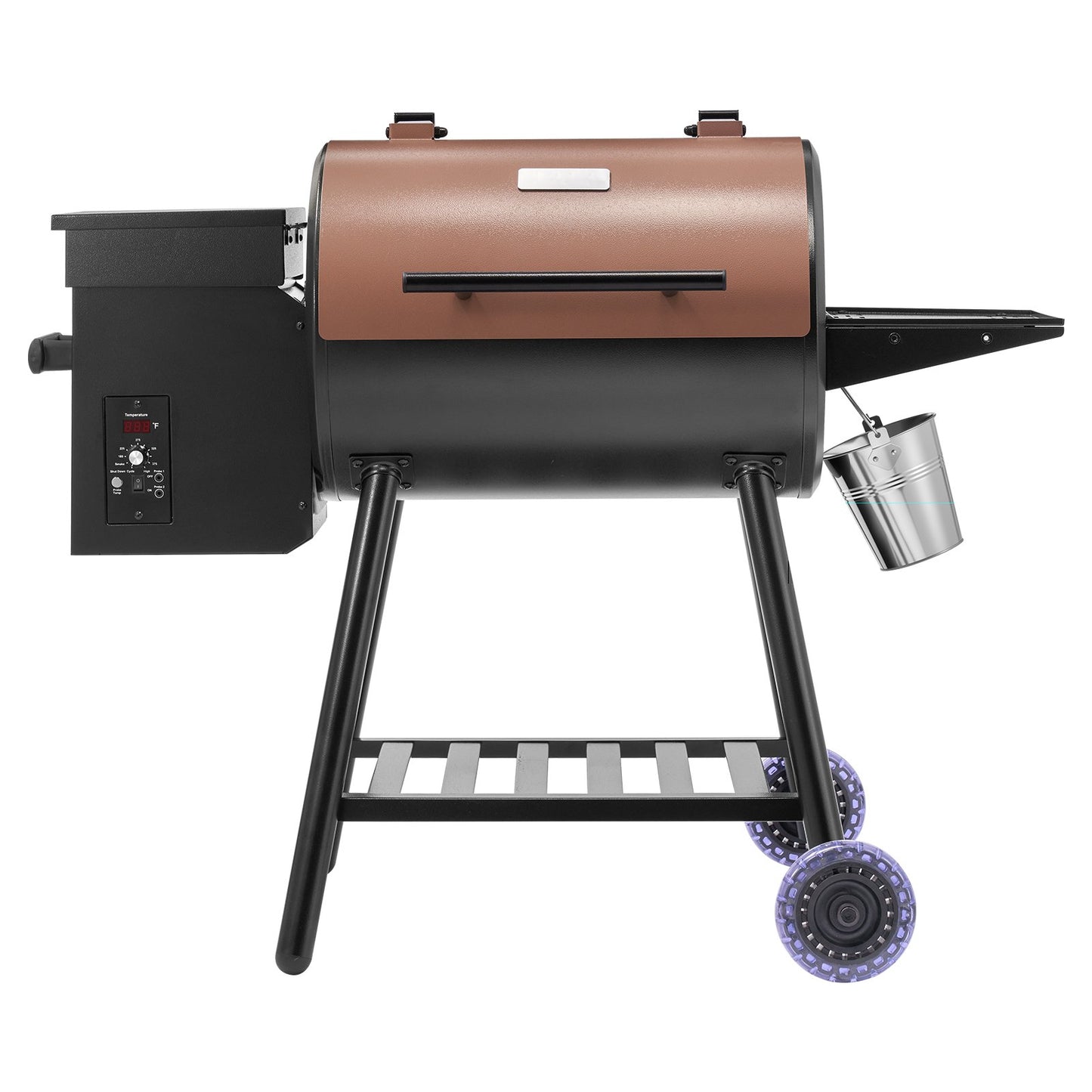 Wood Pellet Grill Smoker, 8 in 1 BBQ Grills for Outdoor Cooking, 456 Square Inches Cook Area Electric Grill and Smoker, with Digital Controller, Meat Probe, 500°F Max Temperature, Black