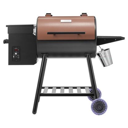 Wood Pellet Grill Smoker, 8 in 1 BBQ Grills for Outdoor Cooking, 456 Square Inches Cook Area Electric Grill and Smoker, with Digital Controller, Meat Probe, 500°F Max Temperature, Black