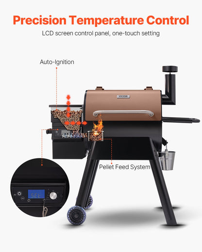Wood Pellet Grill Smoker, 8 in 1 BBQ Grills for Outdoor Cooking, 575 Square Inches Cook Area Electric Grill and Smoker, with LCD Screen Controller, Meat Probe, 500°F Max Temperature, Black