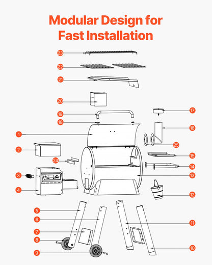 Wood Pellet Grill Smoker, 8 in 1 BBQ Grills for Outdoor Cooking, 575 Square Inches Cook Area Electric Grill and Smoker, with LCD Screen Controller, Meat Probe, 500°F Max Temperature, Black