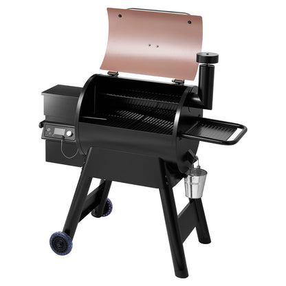 Wood Pellet Grill Smoker, 8 in 1 BBQ Grills for Outdoor Cooking, 575 Square Inches Cook Area Electric Grill and Smoker, with LCD Screen Controller, Meat Probe, 500°F Max Temperature, Black