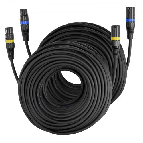 XLR-kabel 30,48 m, 2-pack, skärmad balanserad DMX-hane till hona-mikrofonkablar, guldpläterad 3-polig XLR-mikrofonhögtalarkabel, för scenbelysning, mikrofoner, förstärkare, mixer, högtalarsystem |  EU