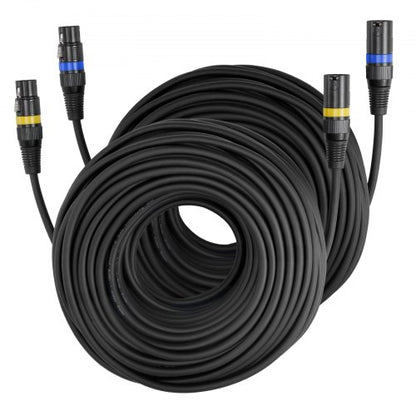 XLR-kabel 30,48 m, 2-pack, skärmad balanserad DMX-hane till hona-mikrofonkablar, guldpläterad 3-polig XLR-mikrofonhögtalarkabel, för scenbelysning, mikrofoner, förstärkare, mixer, högtalarsystem |  EU
