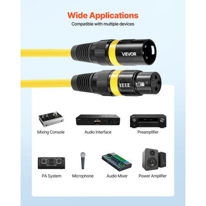 XLR-kabel 4,57 m, 6-pack, skärmad balanserad DMX-hane till hona-mikrofonkablar, guldpläterad 3-polig XLR-mikrofonhögtalarkabel, för scenbelysning, mikrofoner, förstärkare, mixer, högtalarsystem |  EU