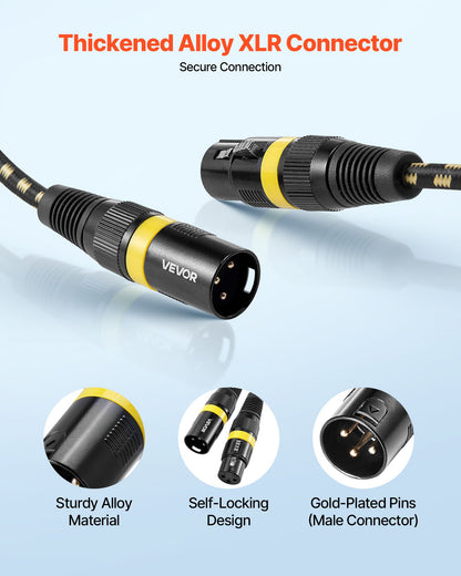 XLR Cable 25 ft, 6 Pack, Shielded Balanced DMX Male to Female Microphone Cables, Gold-Plated 3-Pin XLR Mic Speaker Cord Wires, for Stage Lighting, Microphones, Amplifier, Mixer, Speaker Systems