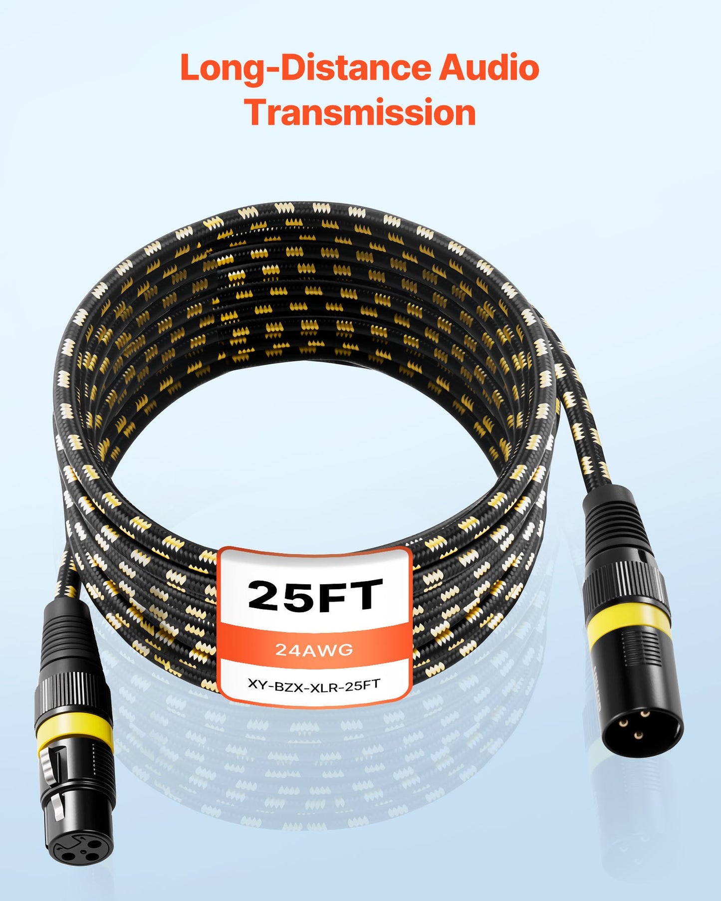 XLR Cable 25 ft, 6 Pack, Shielded Balanced DMX Male to Female Microphone Cables, Gold-Plated 3-Pin XLR Mic Speaker Cord Wires, for Stage Lighting, Microphones, Amplifier, Mixer, Speaker Systems