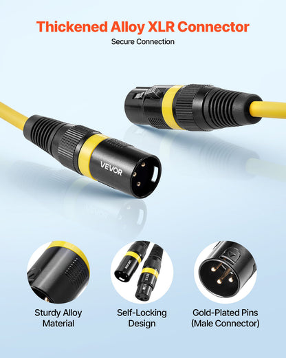 XLR Cable 6.5 ft, 10 Pack, Shielded Balanced DMX Male to Female Microphone Cables, Gold-Plated 3-Pin XLR Mic Speaker Cord Wire, for Stage Lighting, Microphones, Amplifier, Mixer, Speaker Systems