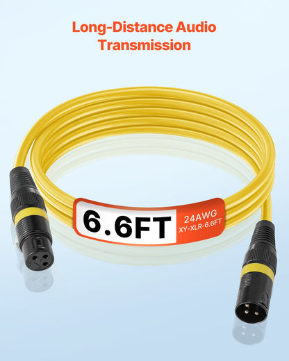 XLR Cable 6.5 ft, 10 Pack, Shielded Balanced DMX Male to Female Microphone Cables, Gold-Plated 3-Pin XLR Mic Speaker Cord Wire, for Stage Lighting, Microphones, Amplifier, Mixer, Speaker Systems