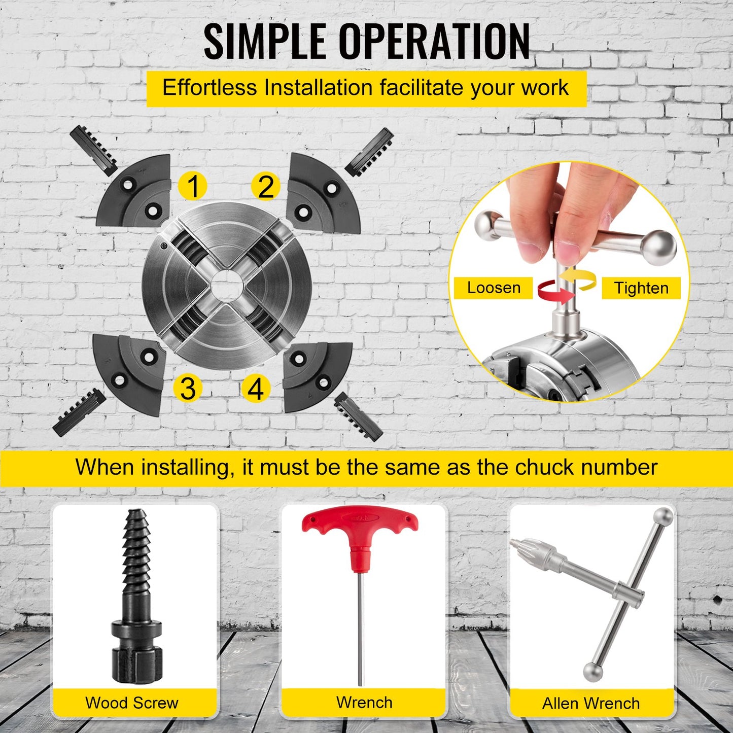 Svarvchuck 3,75-tums träsvarvningschuck 4 käftar svarvchucksats Nova svarvchuck träsvarvskålchuck med kvalitetstillbehör Konisk kugghjul och ett fodral för träbearbetning