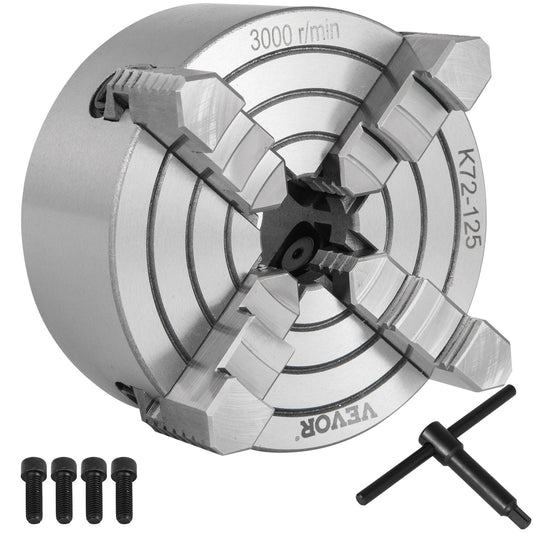 K72-125 5 Inch Lathe Chuck Independent Reversible Jaw 125MM Metal Lathe Machine Accessories for Mini Metal Lathe Machine 4 Jaw Lathe Chuck