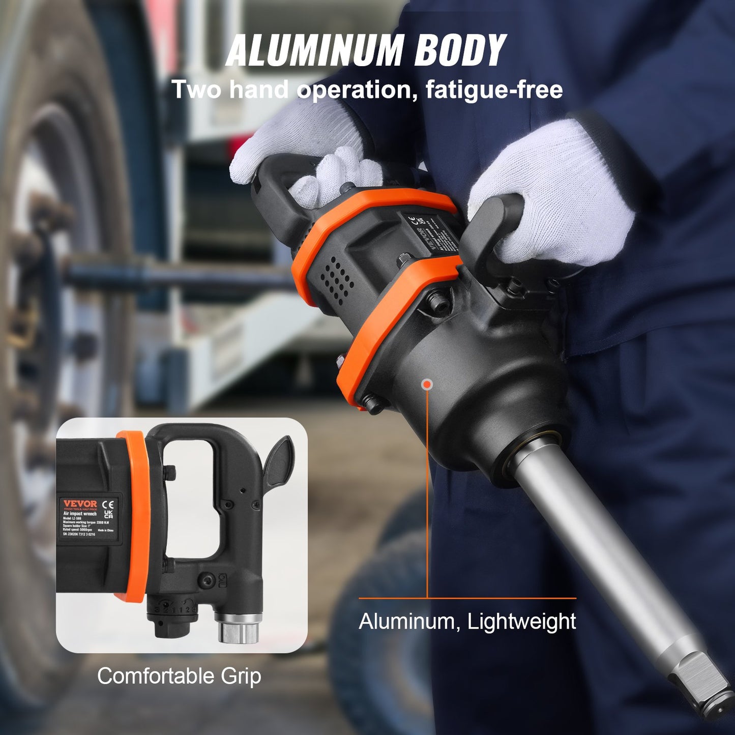 1 Inch Air Impact Wrench, Up to 3160 ft-lbs High Reverse Torque Output 1" Pneumatic Impact Gun w/ 8 Inch Extended Anvil & Carrying Case for Heavy Duty Repairs and Maintenance