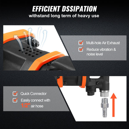 1 Inch Air Impact Wrench, Up to 3160 ft-lbs High Reverse Torque Output 1" Pneumatic Impact Gun w/ 8 Inch Extended Anvil & Carrying Case for Heavy Duty Repairs and Maintenance