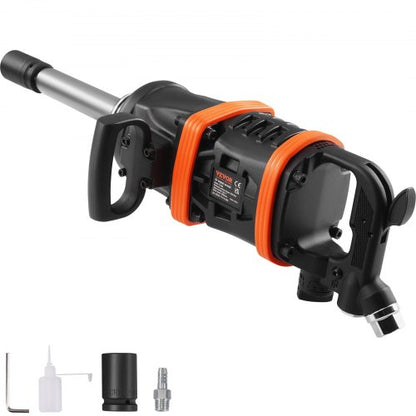 1 Inch Air Impact Wrench, Up to 5175 ft-lbs Beast Reverse Torque Output Pneumatic Impact Gun w/ 8 Inch Extended Anvil for Repairs and Maintenance of Heavy Duty Machinery / Semi-Truck / Bus
