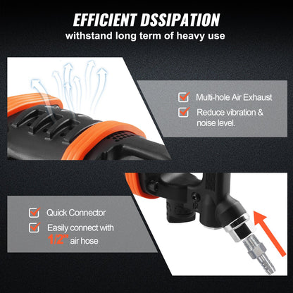 1 Inch Air Impact Wrench, Up to 5175 ft-lbs Beast Reverse Torque Output Pneumatic Impact Gun w/ 8 Inch Extended Anvil for Repairs and Maintenance of Heavy Duty Machinery / Semi-Truck / Bus