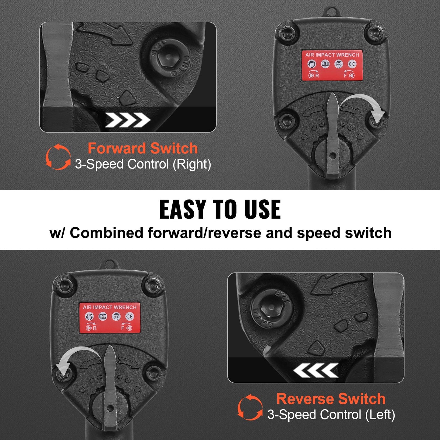Druckluft-Schlagschrauber, 3/8-Zoll-Vierkantantrieb, 690 ft-lbs, Mutternsprengdrehmoment 90–120 PSI