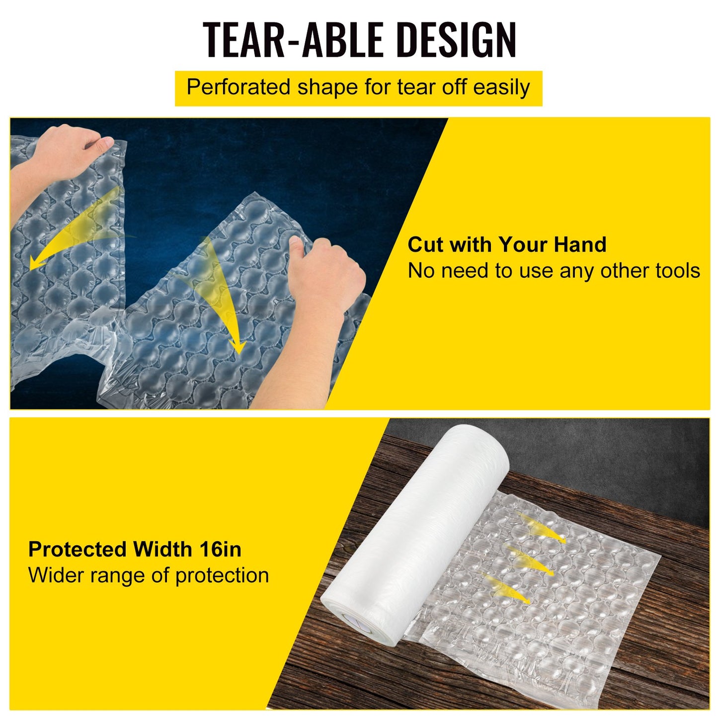 Air Cushion Film, 984 Ft Längd Air Kudde Bubble Bags Film, 16 tums bredd Film, Roll Bubble Bags Film för Wrap Machine